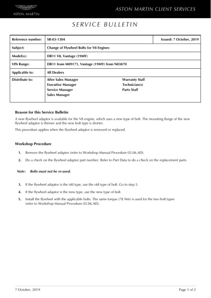 First page of the original SB-03-1304 factory document