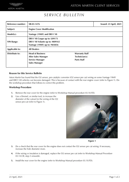 First page of the original SB-03-1476 factory document