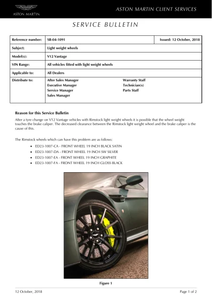 First page of the original SB-04-1091 factory document