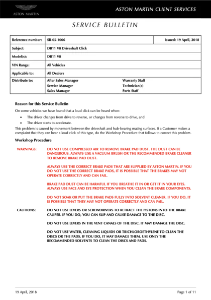 First page of the original SB-05-1006 factory document