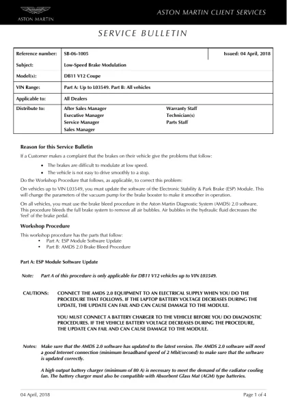 First page of the original SB-06-1005 factory document