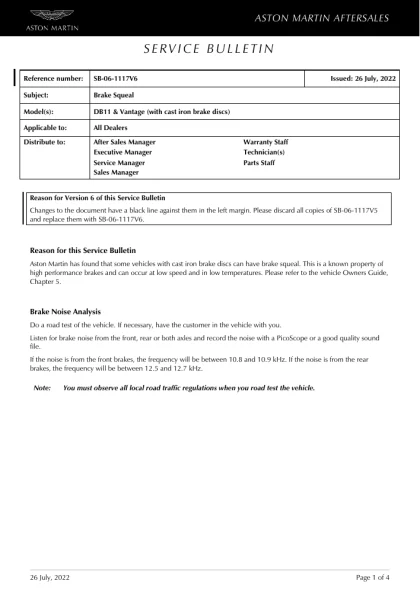 First page of the original SB-06-1117V6 factory document