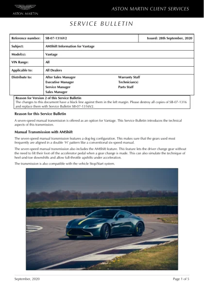First page of the original SB-07-1316V2 factory document