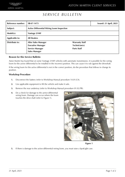 First page of the original SB-07-1473 factory document