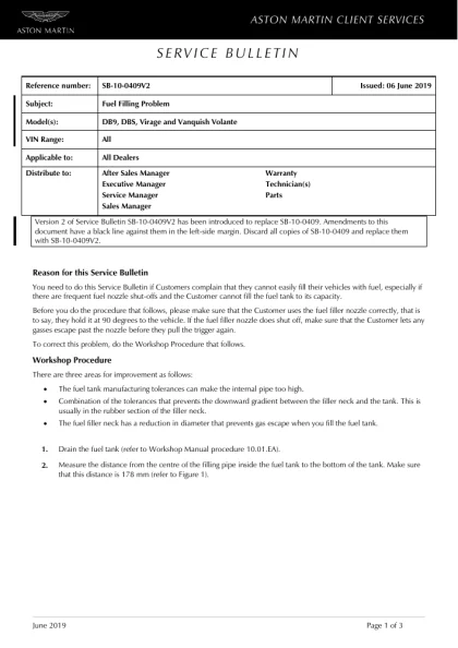 First page of the original SB-10-0409V2 factory document