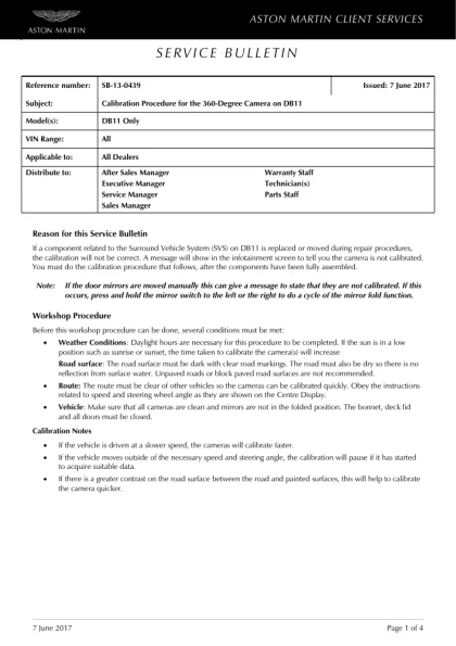 First page of the original SB-13-0439 factory document