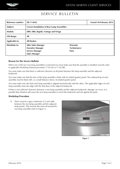 First page of the original SB-17-0422 factory document