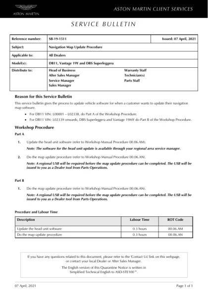 First page of the original SB-19-1511 factory document
