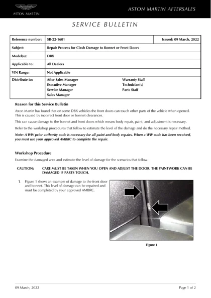 First page of the original SB-22-1601 factory document