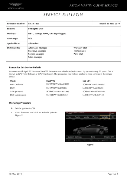 First page of the original SB-30-1268 factory document