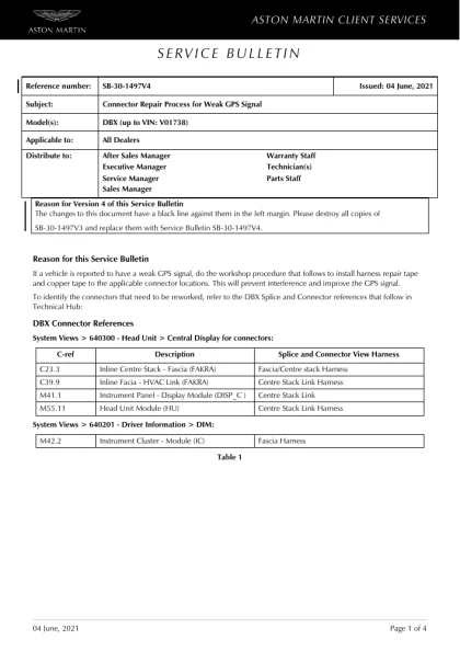 First page of the original SB-30-1497V4 factory document