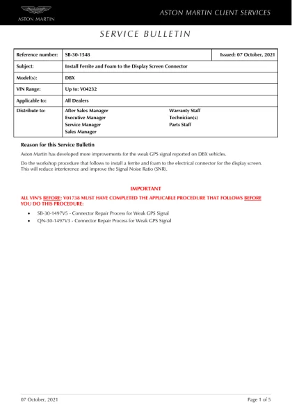 First page of the original SB-30-1548 factory document