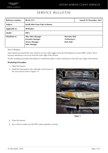 First page of the original SB-30-1571 factory document