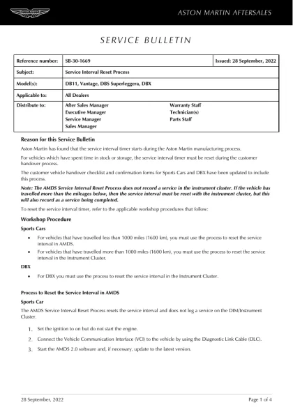First page of the original SB-30-1669 factory document
