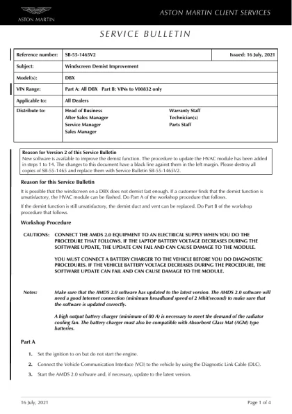 First page of the original SB-55-1465V2 factory document