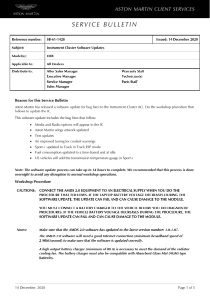 First page of the original SB-61-1428 factory document