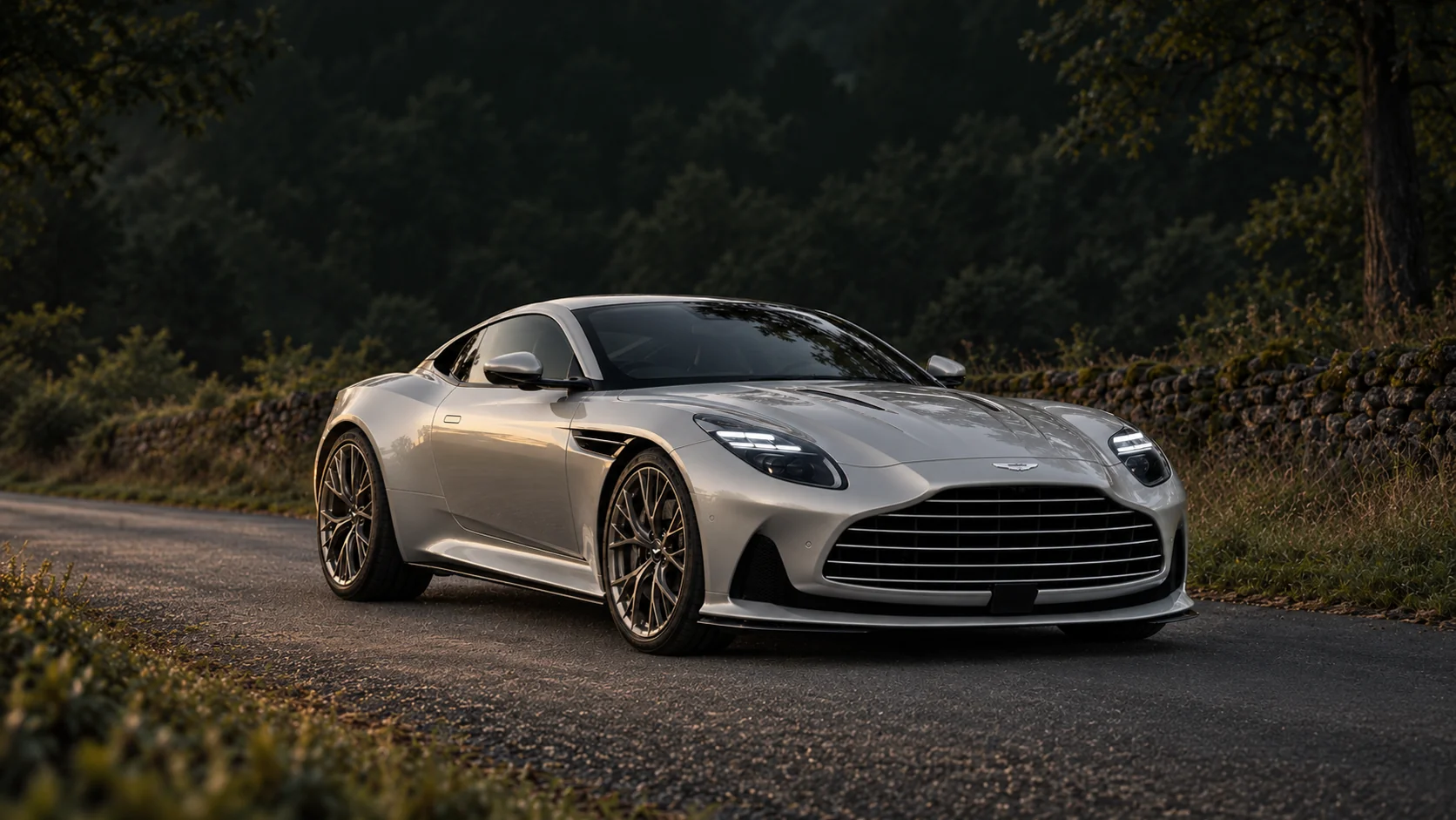 Aston Martin DB12 (2023-present), illustrated at dusk