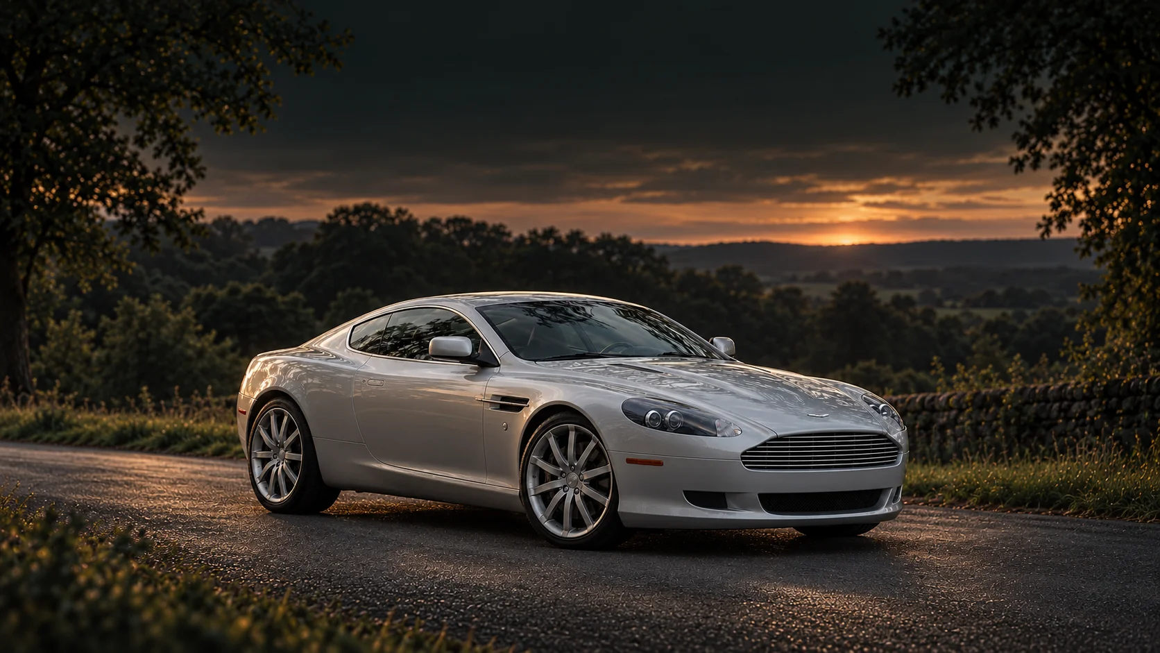 Aston Martin DB9 (2004-2016), illustrated at dusk