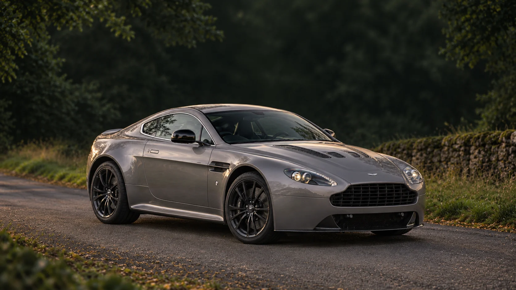 Aston Martin V12 Vantage (2009-2018), illustrated at dusk