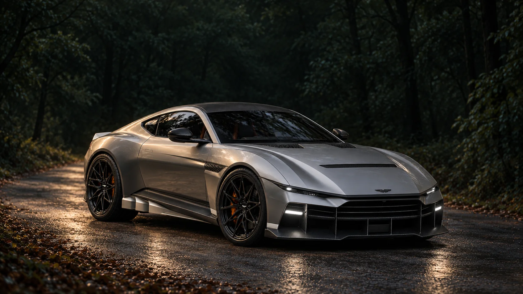 Aston Martin Valen, illustrated at dusk