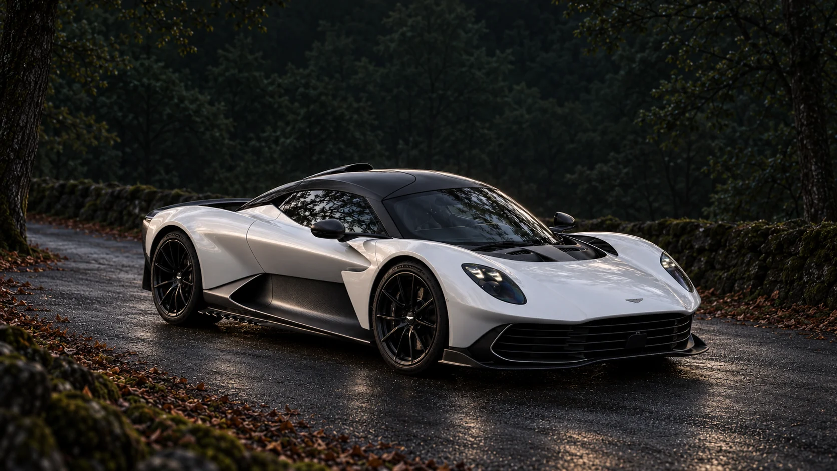 Aston Martin Valhalla, illustrated at dusk