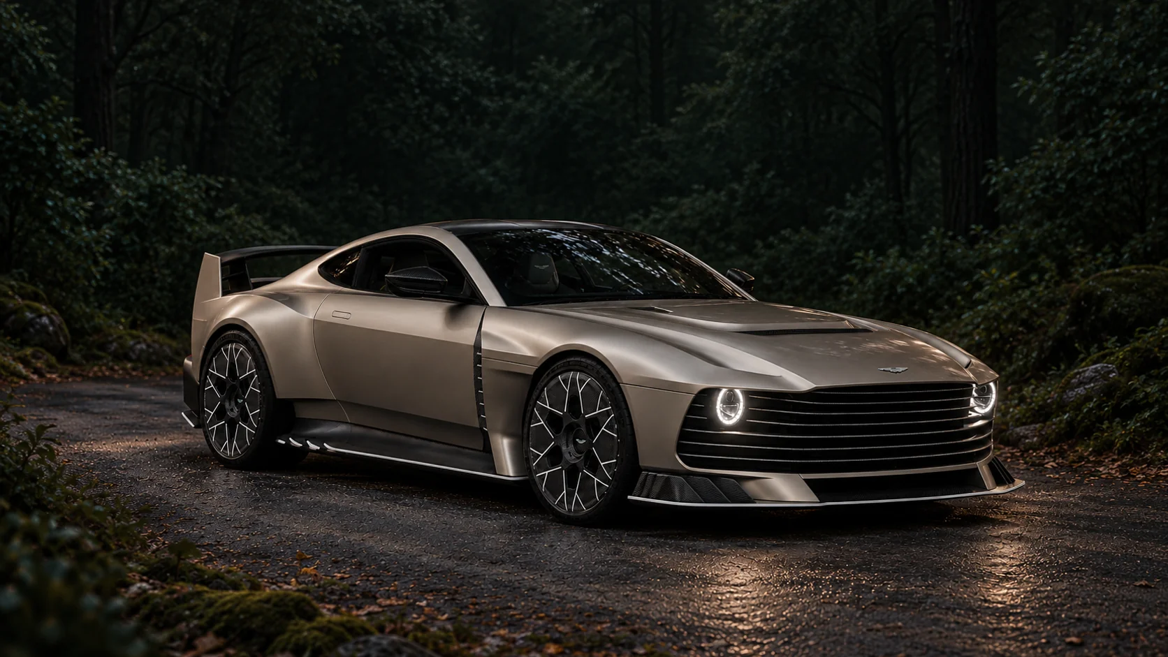 Aston Martin Valiant, illustrated at dusk
