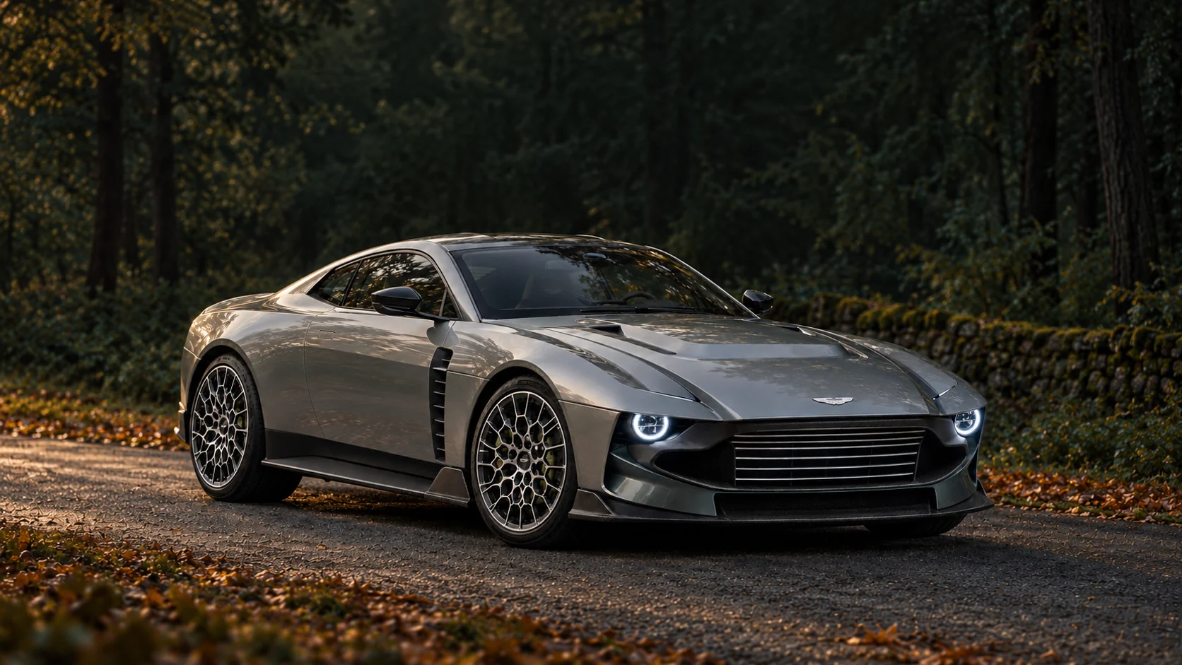 Aston Martin Valour, illustrated at dusk