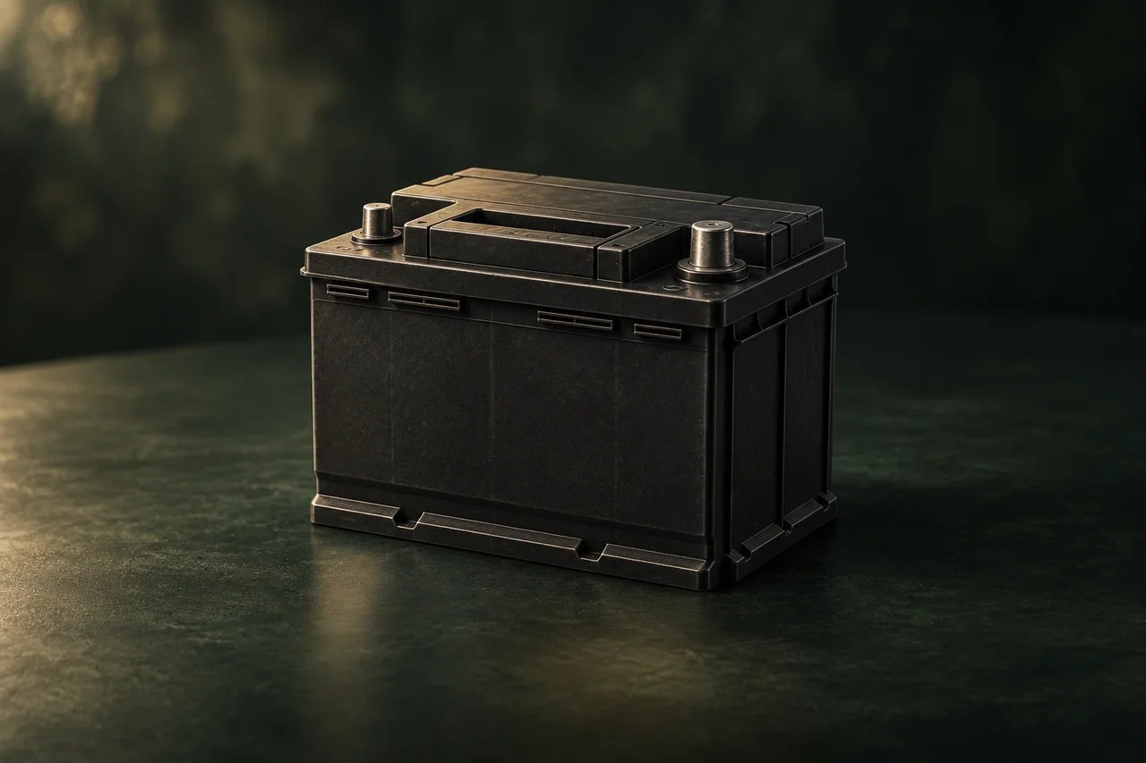 Illustration of batteries on a dark forest-green background