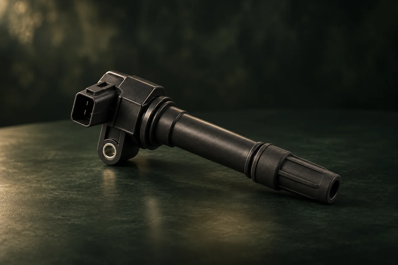 Illustration of ignition coils on a dark forest-green background